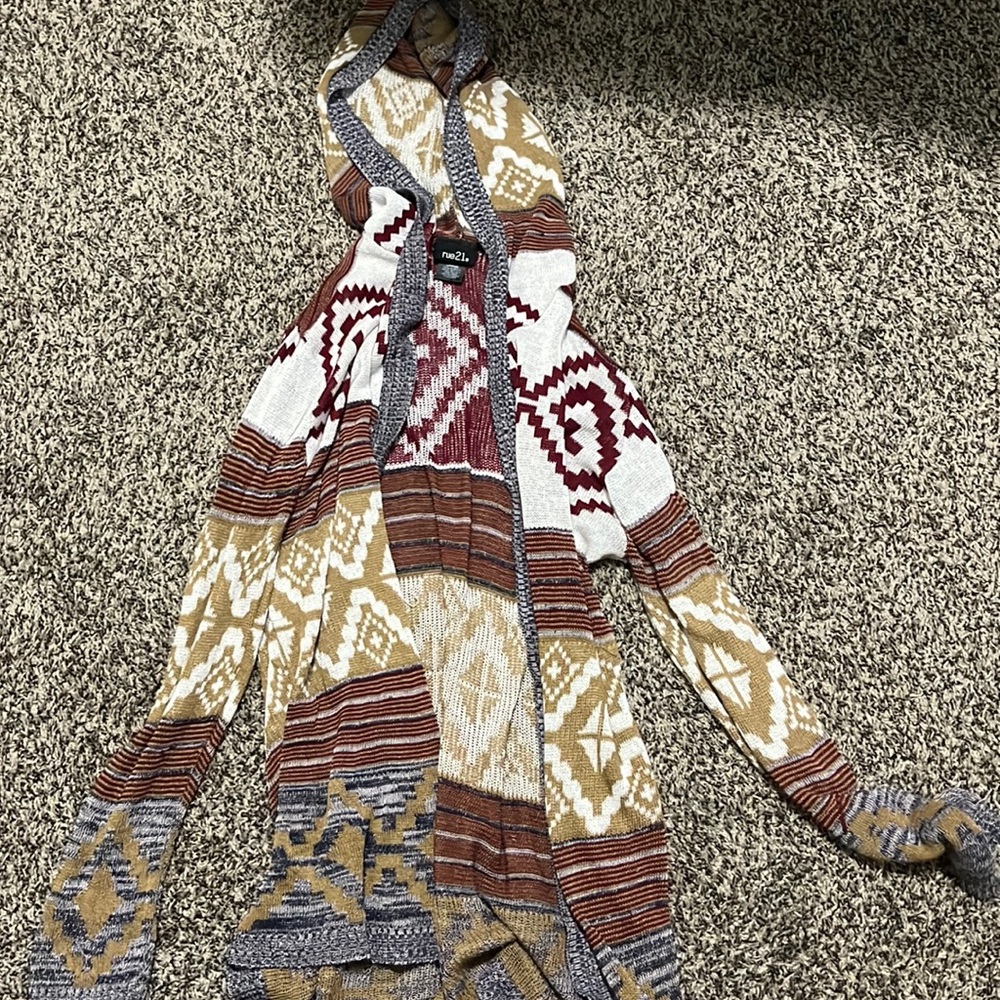 Aztec Indian patent cardigan with hood, super super soft!!